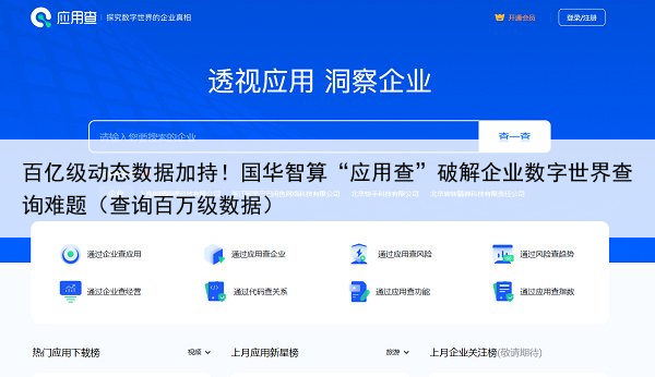百亿级动态数据加持!国华智算“应用查”破解企业数字世界查询难题(查询百万级数据)
