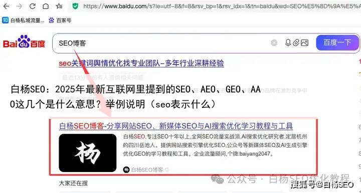 白杨SEO：2025年最新互联网里提到的SEO、AEO、GEO、AAO这几个是什么意思？举例说明（seo表示什么）