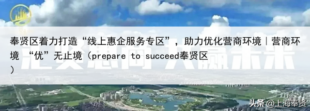 奉贤区着力打造“线上惠企服务专区”，助力优化营商环境｜营商环境 “优”无止境（prepare to succeed奉贤区）