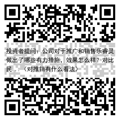投资者提问：公司对于推广和销售乐睿灵做出了哪些有力措施，效果怎么样？对比民...（对推销有什么看法）