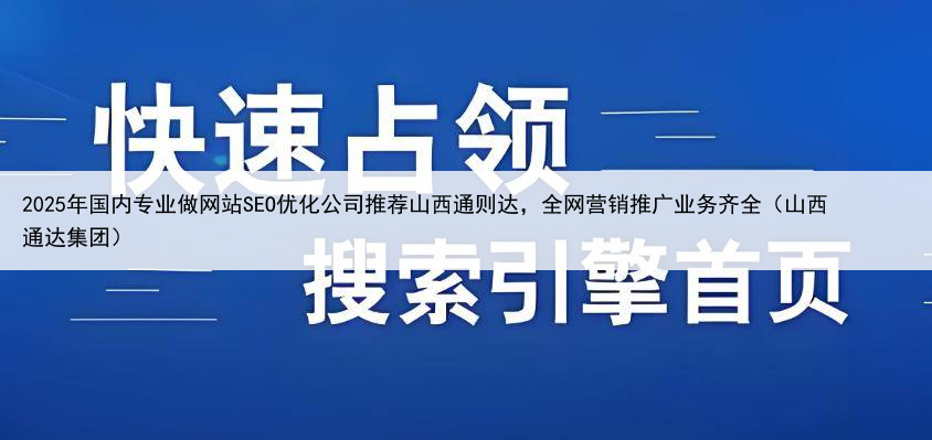 2025年国内专业做网站SEO优化公司推荐山西通则达,全网营销推广业务齐全(山西通达集团)