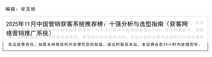 2025年11月中国营销获客系统推荐榜：十强分析与选型指南（获客网络营销推广系统）