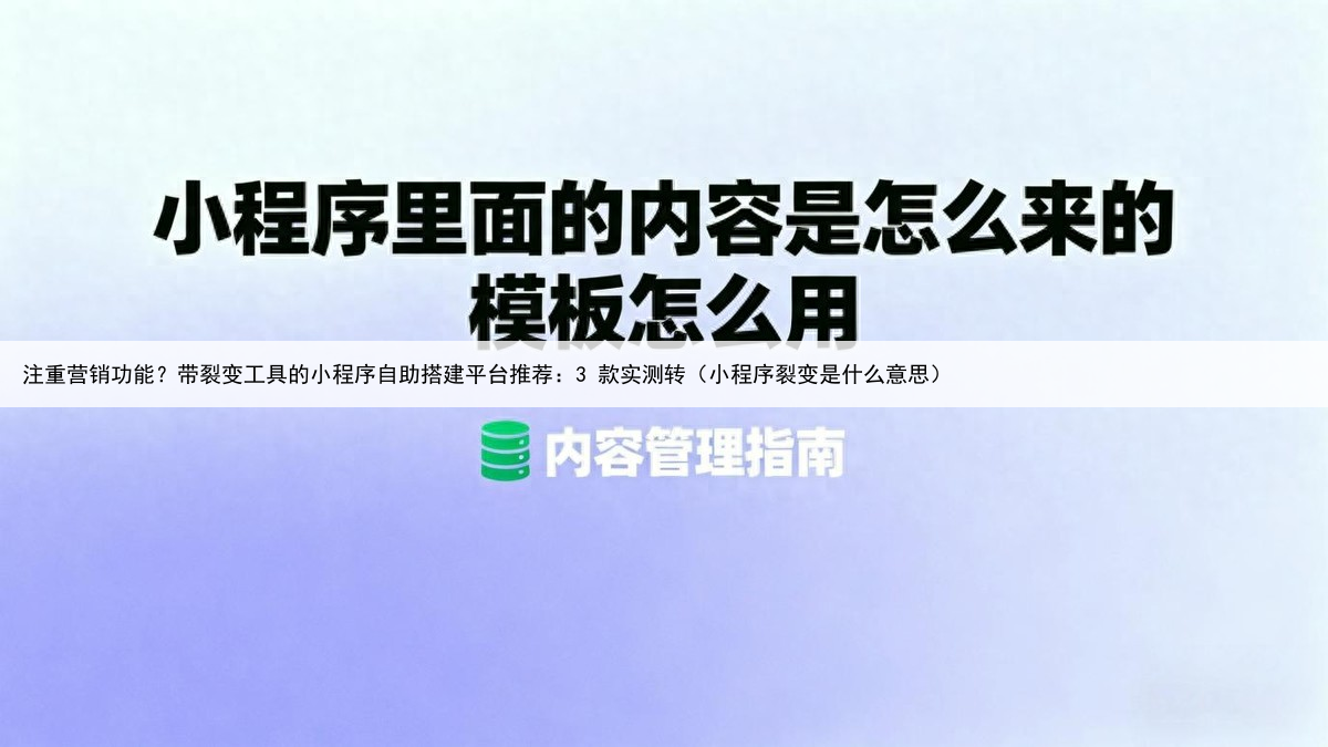 注重营销功能？带裂变工具的小程序自助搭建平台推荐：3 款实测转（小程序裂变是什么意思）