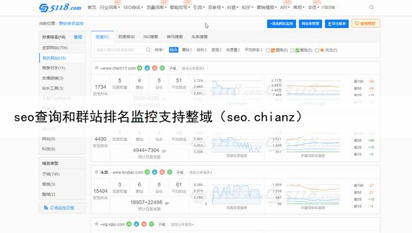 seo查询和群站排名监控支持整域（seo.chianz）