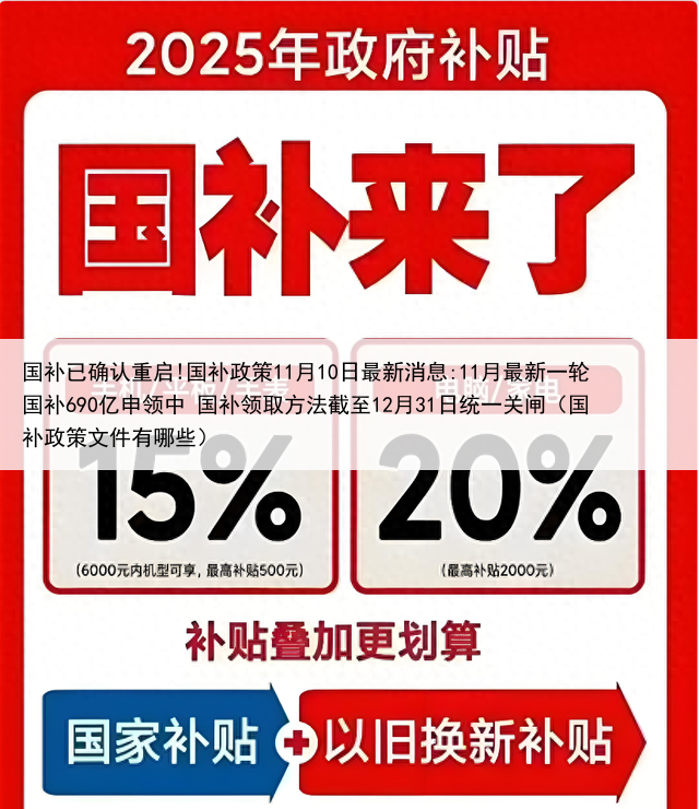 国补已确认重启!国补政策11月10日最新消息:11月最新一轮国补690亿申领中 国补领取方法截至12月31日统一关闸(国补政策文件有哪些)