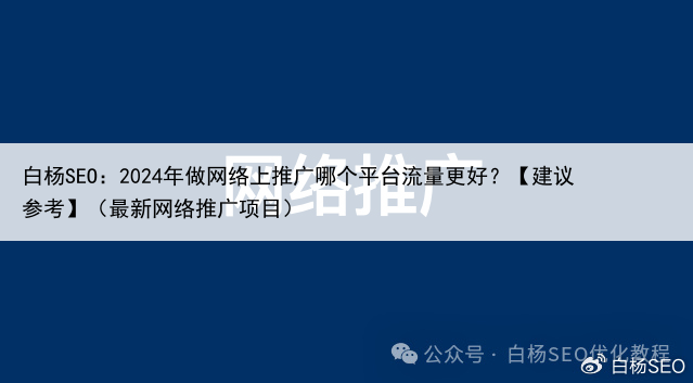 白杨SEO：2024年做网络上推广哪个平台流量更好？【建议参考】（最新网络推广项目）