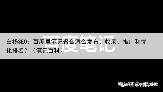 白杨SEO：百度里笔记聚合怎么发布、收录、推广和优化排名？（笔记百科）