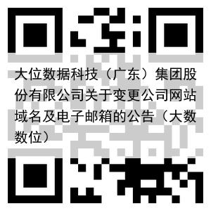 大位数据科技（广东）集团股份有限公司关于变更公司网站域名及电子邮箱的公告（大数数位）