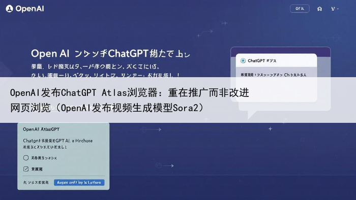 OpenAI发布ChatGPT Atlas浏览器:重在推广而非改进网页浏览(OpenAI发布视频生成模型Sora2)
