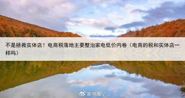 不是拯救实体店！电商税落地主要整治家电低价内卷（电商的税和实体店一样吗）
