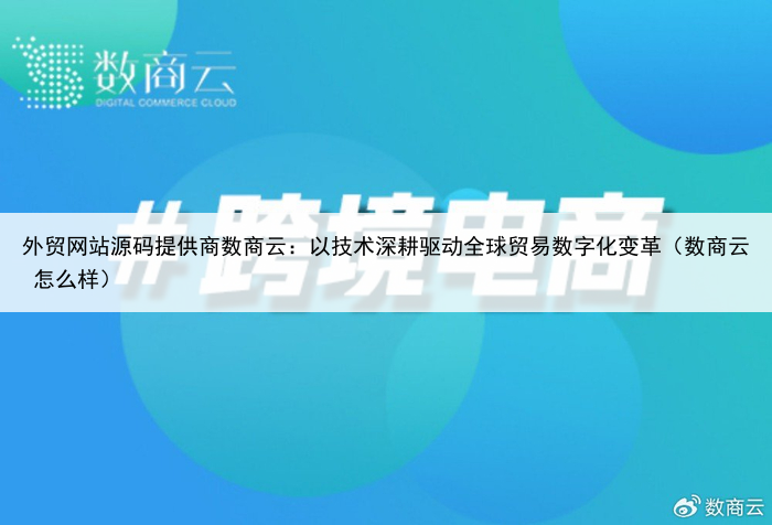外贸网站源码提供商数商云：以技术深耕驱动全球贸易数字化变革（数商云 怎么样）