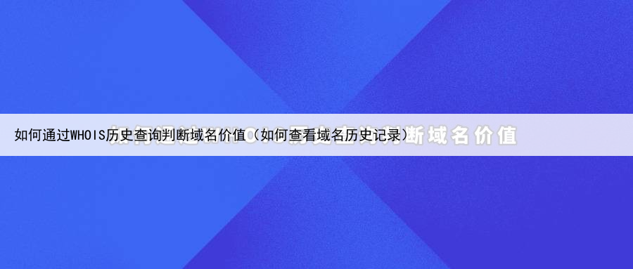 如何通过WHOIS历史查询判断域名价值（如何查看域名历史记录）