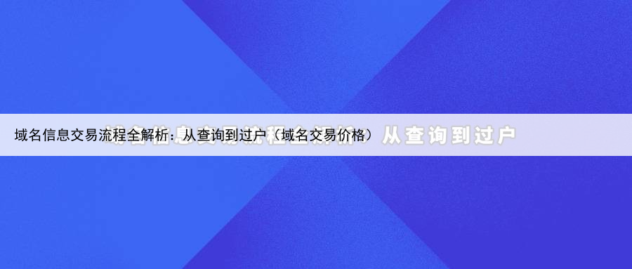 域名信息交易流程全解析：从查询到过户（域名交易价格）