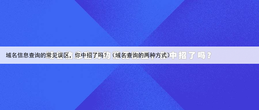 域名信息查询的常见误区,你中招了吗?(域名查询的两种方式)