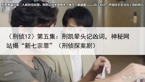 〈刑侦12〉第五集:刑凯晕头记凶词,神秘网站揭“新七宗罪”(刑侦探案剧)