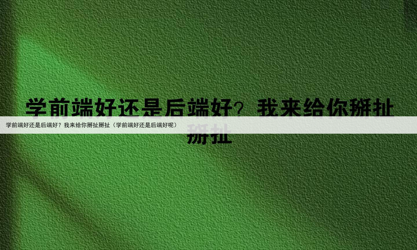 学前端好还是后端好?我来给你掰扯掰扯(学前端好还是后端好呢)