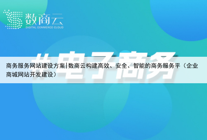 商务服务网站建设方案|数商云构建高效、安全、智能的商务服务平（企业商城网站开发建设）
