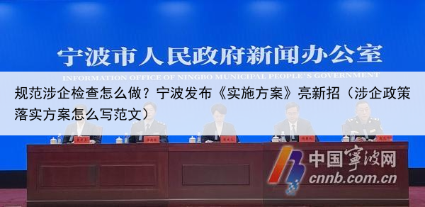 规范涉企检查怎么做？宁波发布《实施方案》亮新招（涉企政策落实方案怎么写范文）