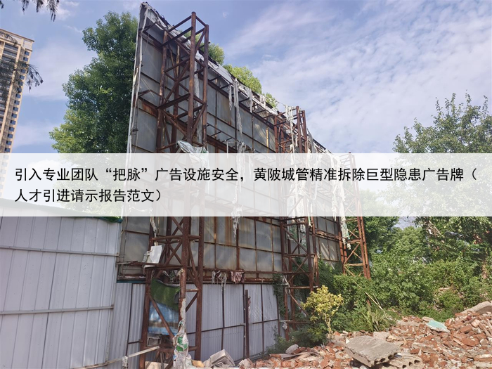 引入专业团队“把脉”广告设施安全,黄陂城管精准拆除巨型隐患广告牌(人才引进请示报告范文)