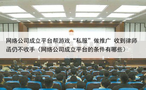 网络公司成立平台帮游戏“私服”做推广 收到律师函仍不收手(网络公司成立平台的条件有哪些)