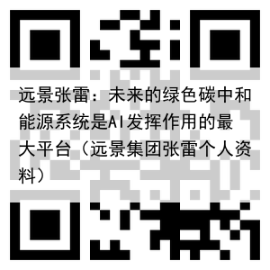远景张雷：未来的绿色碳中和能源系统是AI发挥作用的最大平台（远景集团张雷个人资料）