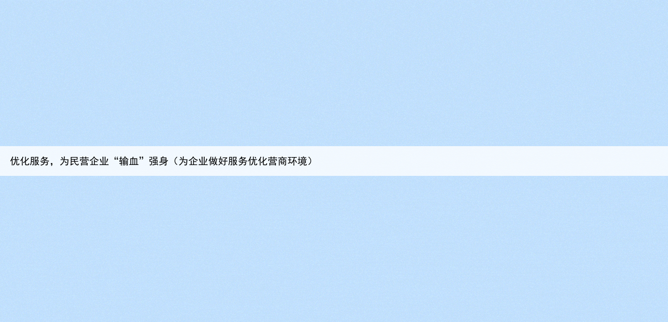 优化服务，为民营企业“输血”强身（为企业做好服务优化营商环境）