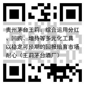 贵州茅台王莉：综合运用分红、回购、增持等多元化工具 以稳定可预期的回报培育市场耐心（王莉茅台酒厂）