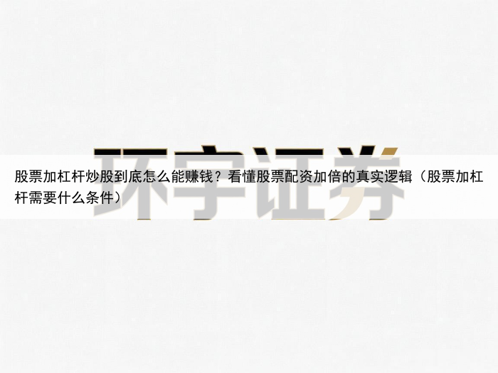 股票加杠杆炒股到底怎么能赚钱?看懂股票配资加倍的真实逻辑(股票加杠杆需要什么条件)
