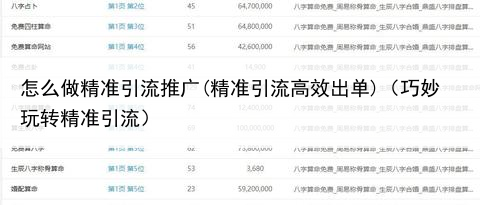 怎么做精准引流推广(精准引流高效出单)(巧妙玩转精准引流)